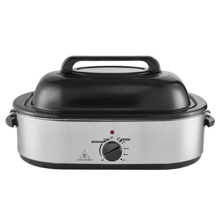 Electric Roaster Oven, 22 QT Turkey Roaster Oven with Self-Basting Lid, 1450W Roaster Oven with Defrost & Warm Function, Adjustable Temp, Removable Pan & Rack, Fits Turkeys Up to 26LBS, Silver