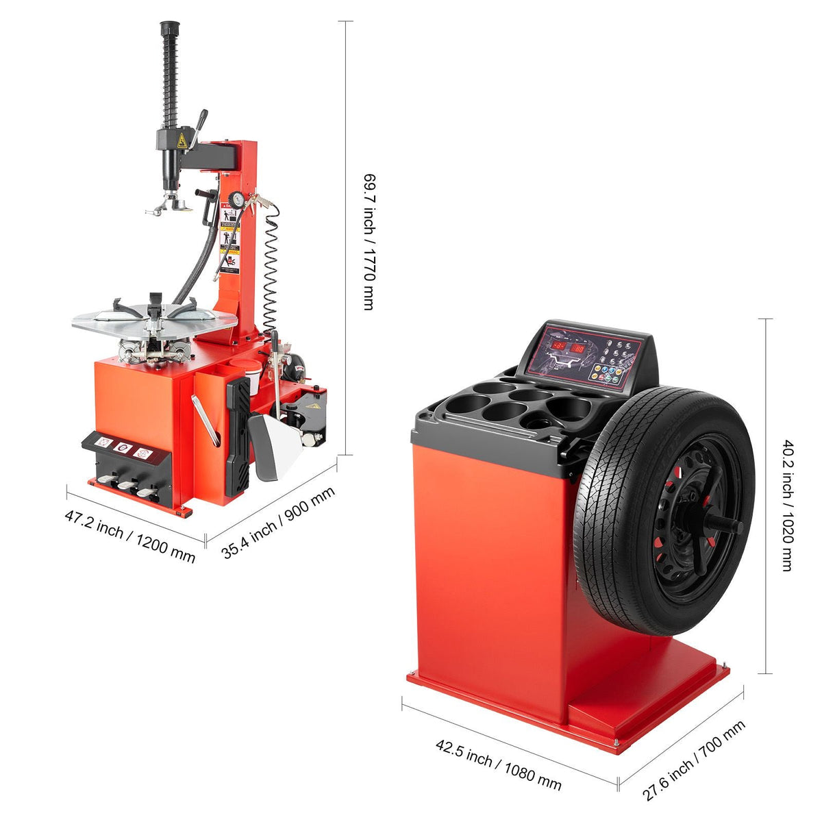 Electric Tire Changer, 18" Spindle, Durable Tire Changer Tire Balancer with 1.5 HP Motor, Accurate Tire Changer Tire Balancer with Auto Calibration Mode, FIt for Sedans/SUVs/Pickup Trucks