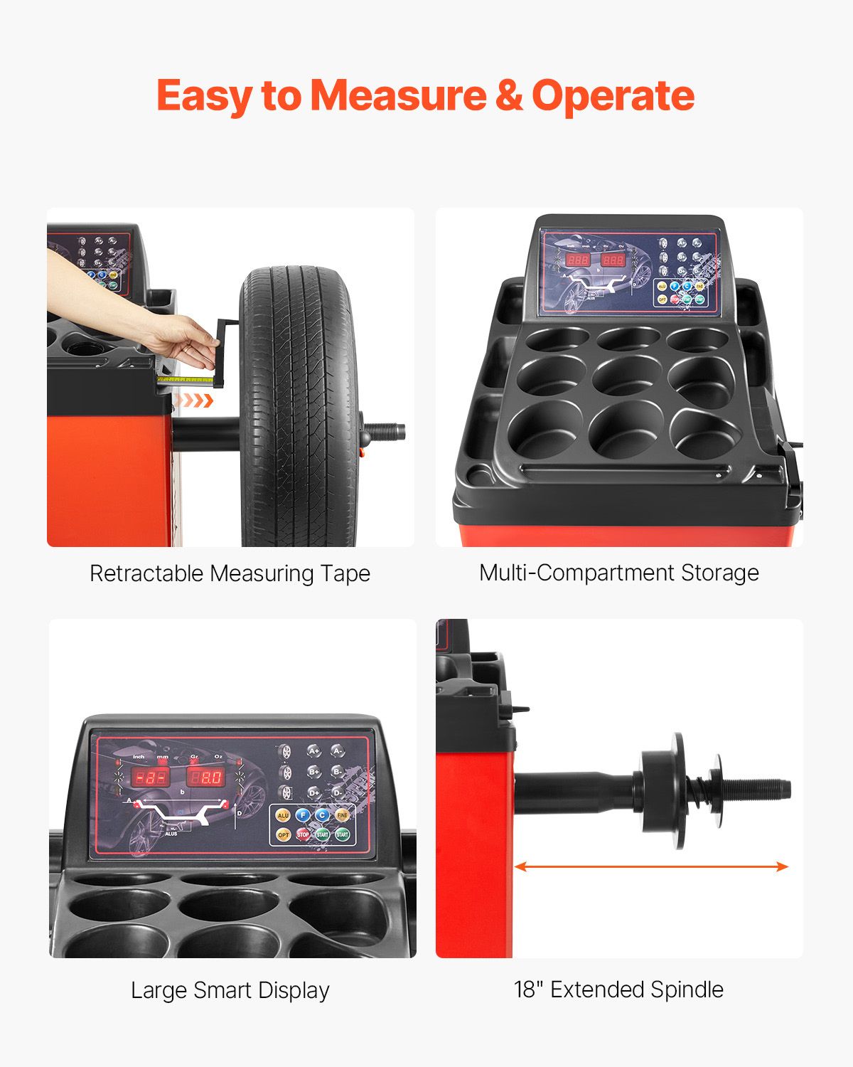 Electric Tire Changer, 18" Spindle, Durable Tire Changer Tire Balancer with 1.5 HP Motor, Accurate Tire Changer Tire Balancer with Auto Calibration Mode, FIt for Sedans/SUVs/Pickup Trucks