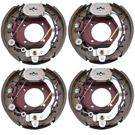 Electric Trailer Brake Kit, 12.25 x 3.375 Inch, 2 Pairs Self-Adjusting Electric Brakes Kit for 10000 lbs Trailer Axle, Backing Plates for Braking System Part Replacement, Fit for Trailers, RVs