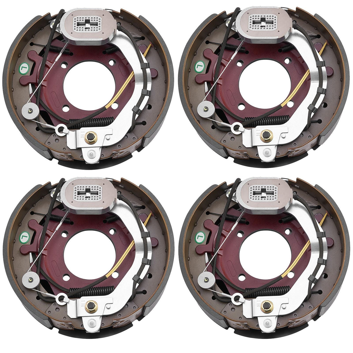 Electric Trailer Brake Kit, 12.25 x 3.375 Inch, 2 Pairs Self-Adjusting Electric Brakes Kit for 10000 lbs Trailer Axle, Backing Plates for Braking System Part Replacement, Fit for Trailers, RVs