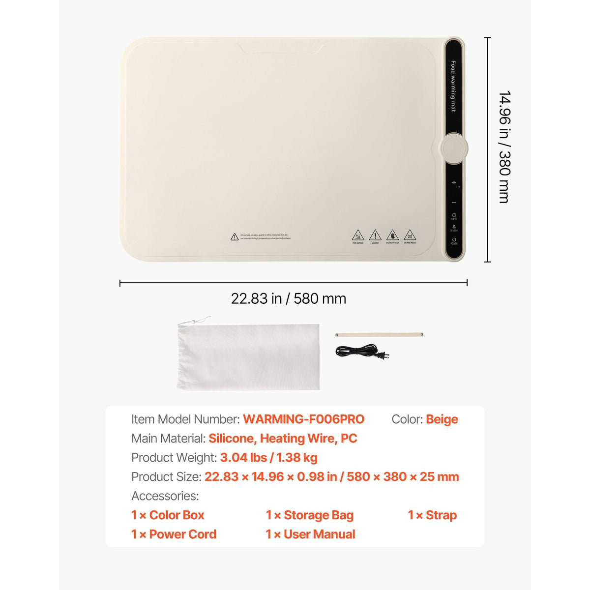Electric Warming Tray, Food Warming Mat for Buffet, Rollable & Portable Silicone Food Warmer with 9 Adjustable Temperature Settings, Auto Shut-Off & Child Lock, Ideal for Parties, Catering