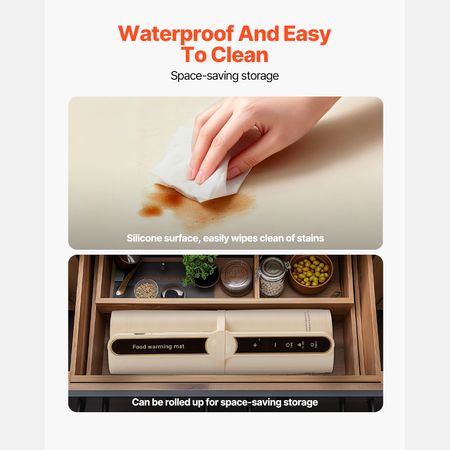 Electric Warming Tray, Food Warming Mat for Buffet, Rollable & Portable Silicone Food Warmer with 9 Adjustable Temperature Settings, Auto Shut-Off & Child Lock, Ideal for Parties, Catering