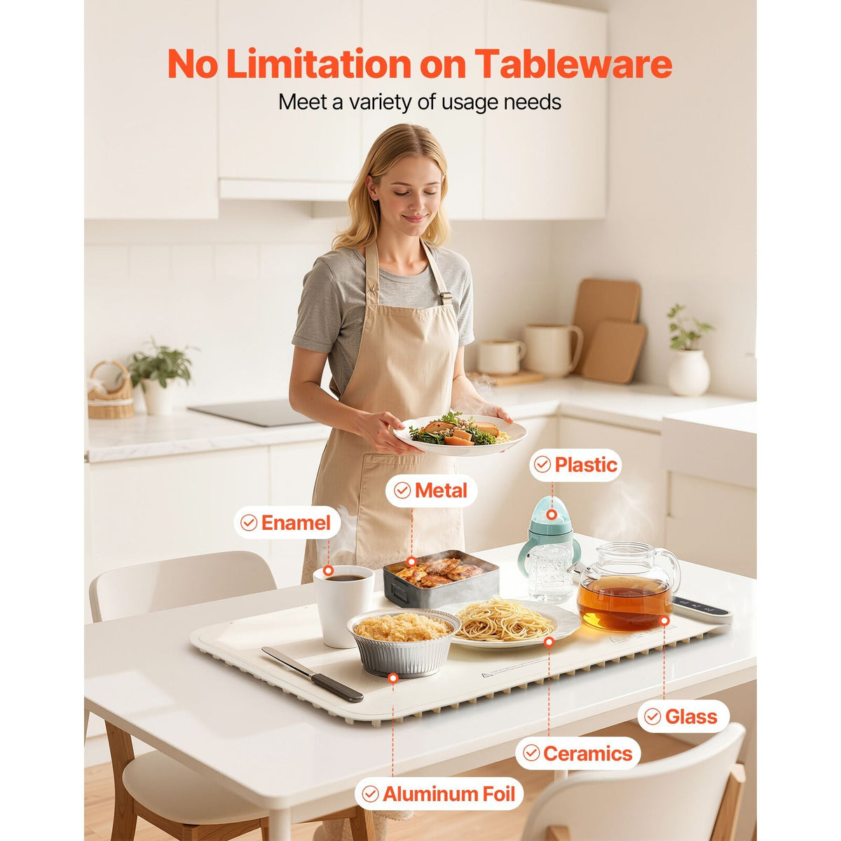 Electric Warming Tray, Food Warming Mat for Buffet, Rollable & Portable Silicone Food Warmer with 9 Adjustable Temperature Settings, Auto Shut-Off & Child Lock, Ideal for Parties, Catering