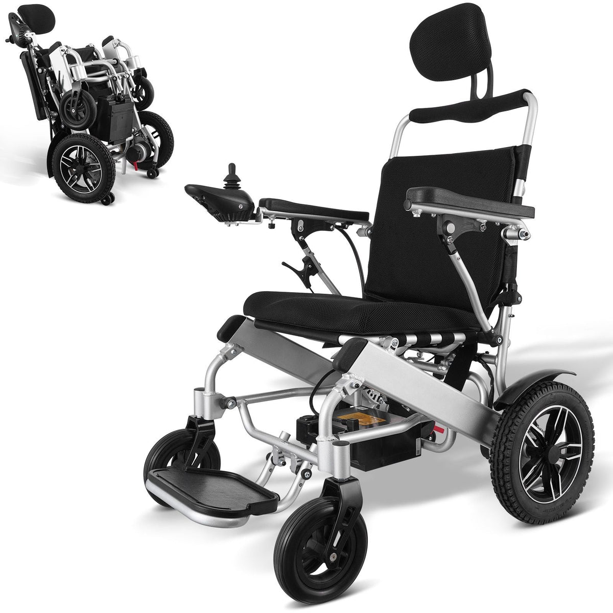 Electric Wheelchair for Adults Seniors, 300 lbs Weight Capacity, 20 in Width Lightweight Foldable Motorized Power Wheelchairs, Long Range All Terrain Aluminum Alloy Chair, Adjustable Backrest