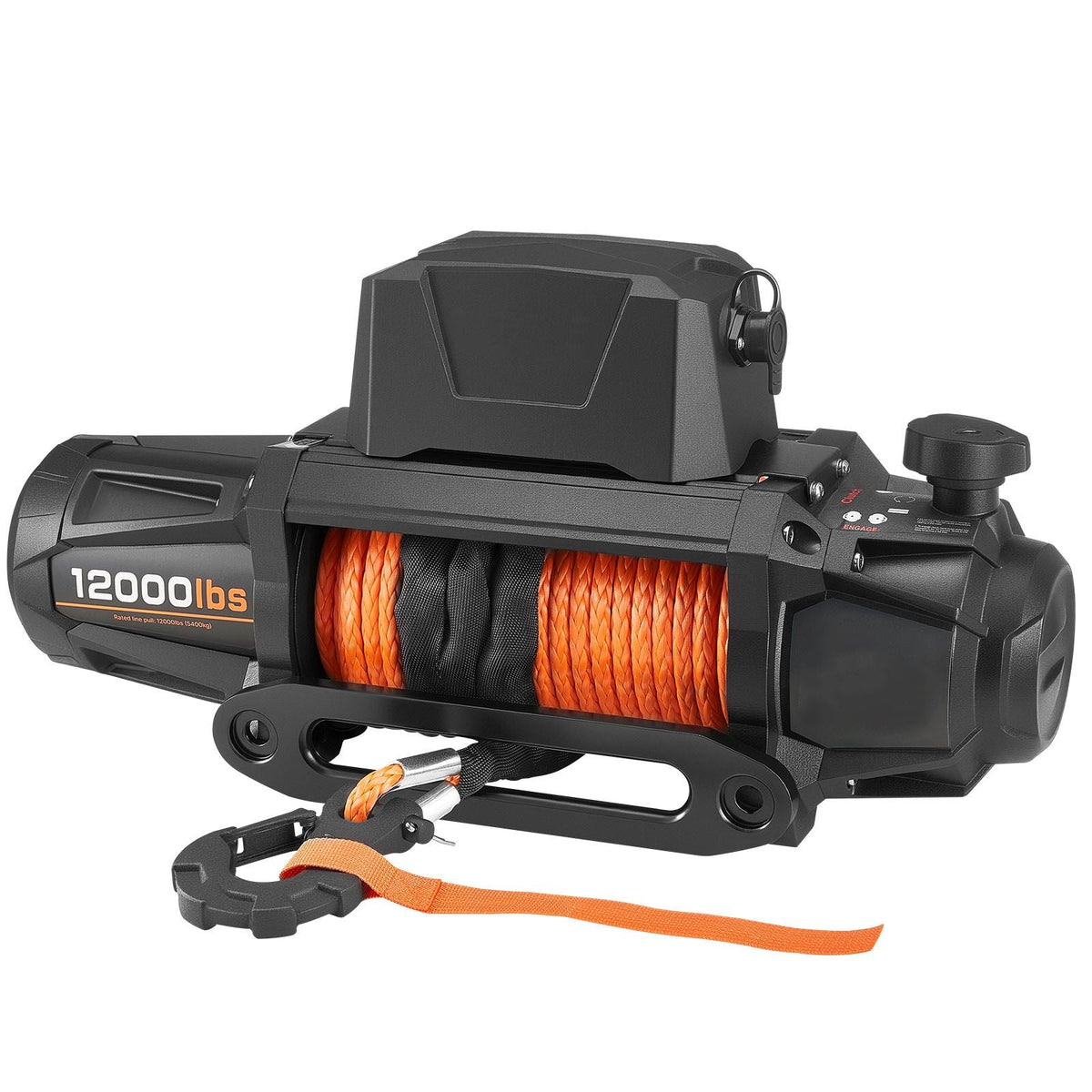 Electric Winch, 12000 lbs Load Capacity, 12V DC Truck Winch with Φ3/8 in x 92 ft Synthetic Rope, Wireless & Wired Remote Control, IP67 Waterproof for Towing Off-Road SUV Jeep Trailer Boat