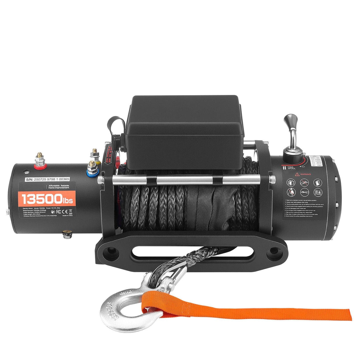 Electric Winch, 13500 lbs Load Capacity, 12V DC Truck Winch with Φ3/8 in x 85 ft Synthetic Rope, Wireless & Wired Remote Control, IP55 Waterproof for Towing Off-Road SUV Jeep Trailer Boat