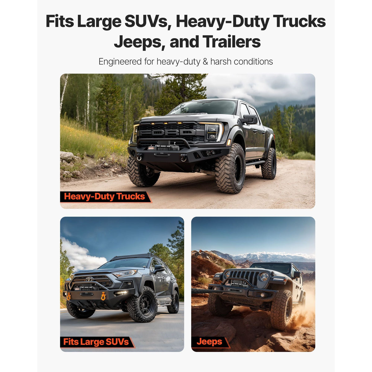 Electric Winch, 13500 lbs Load Capacity, 12V DC Truck Winch with Φ3/8 in x 85 ft Synthetic Rope, Wireless & Wired Remote Control, IP55 Waterproof for Towing Off-Road SUV Jeep Trailer Boat