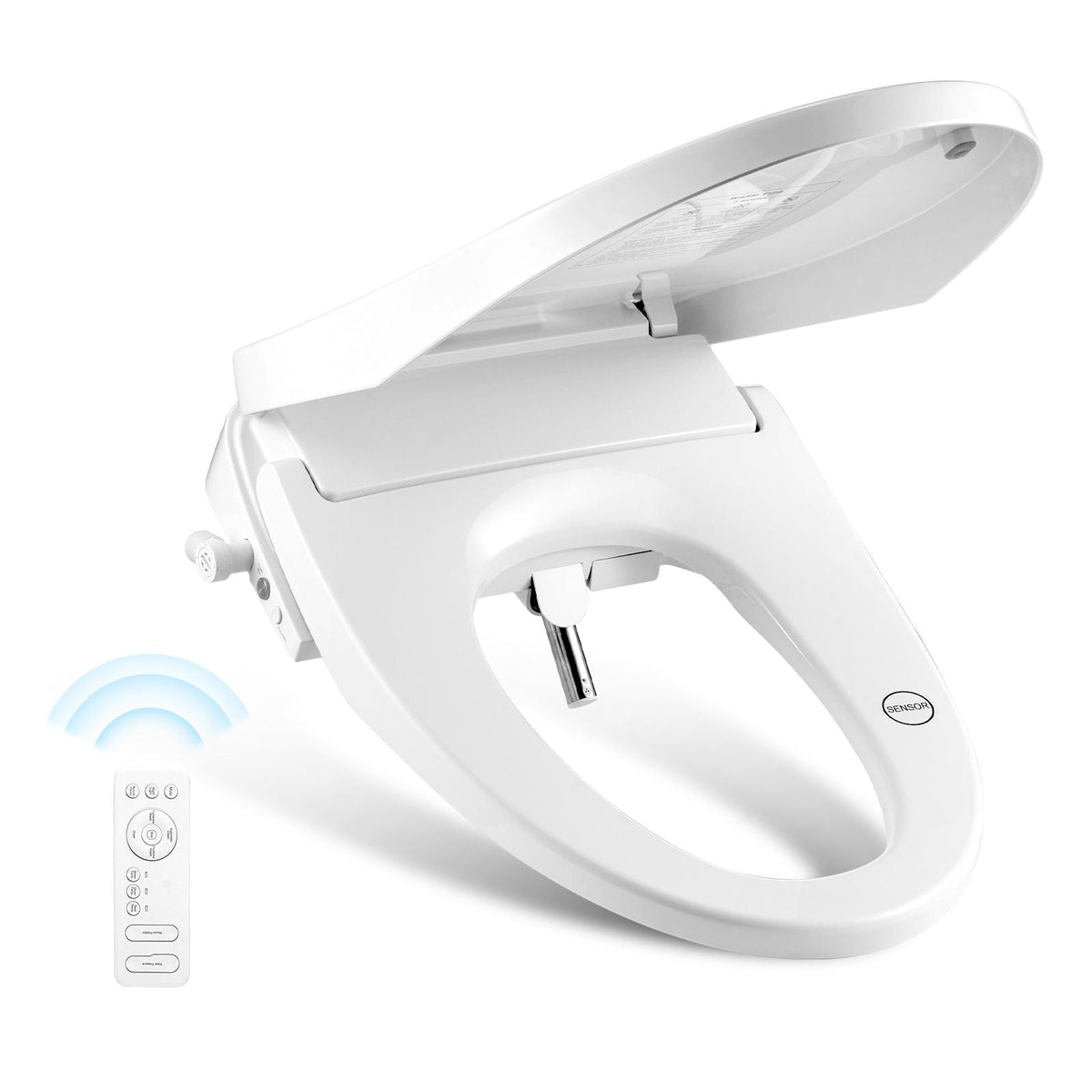 Elongated Bidet Toilet Seat, Remote Control Smart Toilet Seat for Existing Toilets, Electric Bidet Toilet Seat with Slow Close, Night Light, Self Cleaning, Air Dryer, Easy Installation, White