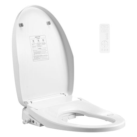 Elongated Bidet Toilet Seat, Remote Control Smart Toilet Seat for Existing Toilets, Electric Bidet Toilet Seat with Slow Close, Night Light, Self Cleaning, Air Dryer, Easy Installation, White