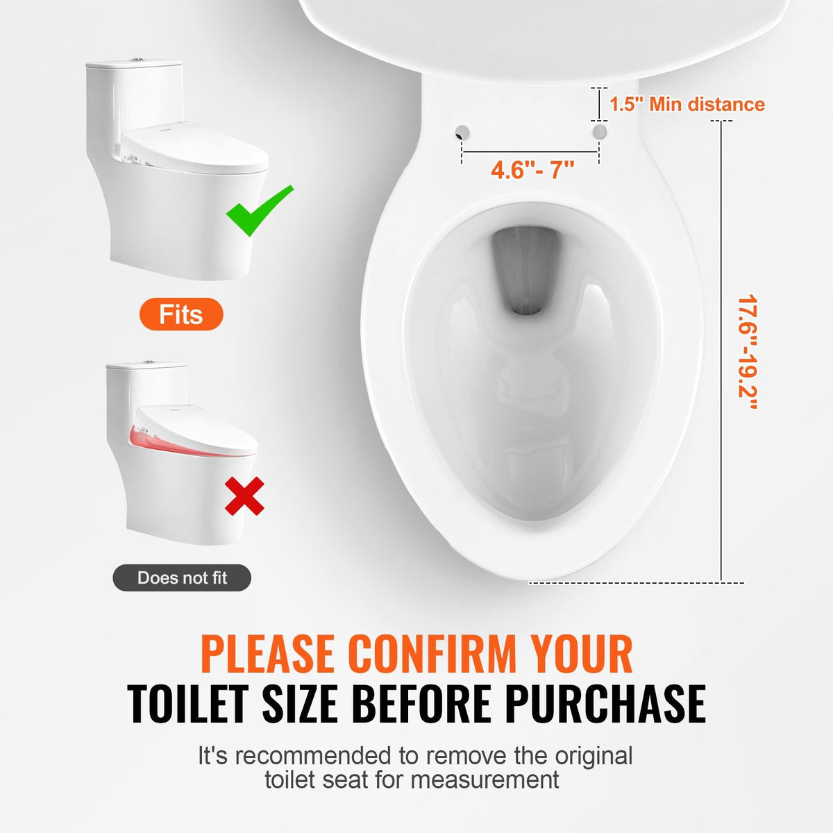 Elongated Bidet Toilet Seat, Remote Control Smart Toilet Seat for Existing Toilets, Electric Bidet Toilet Seat with Slow Close, Night Light, Self Cleaning, Air Dryer, Easy Installation, White