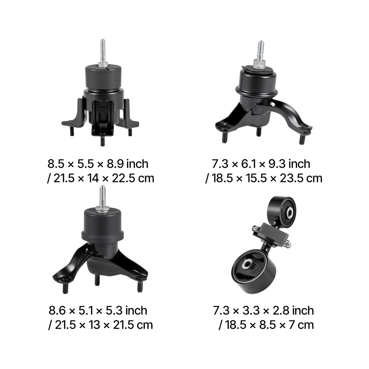 Engine and Transmission Motor Mount Kit Replacement, Set of 4, Compatible with 2007–2011 Toyota Camry 2.4L L4, Replace OE# A62009, A4207, A4211, A4274, Secure Support