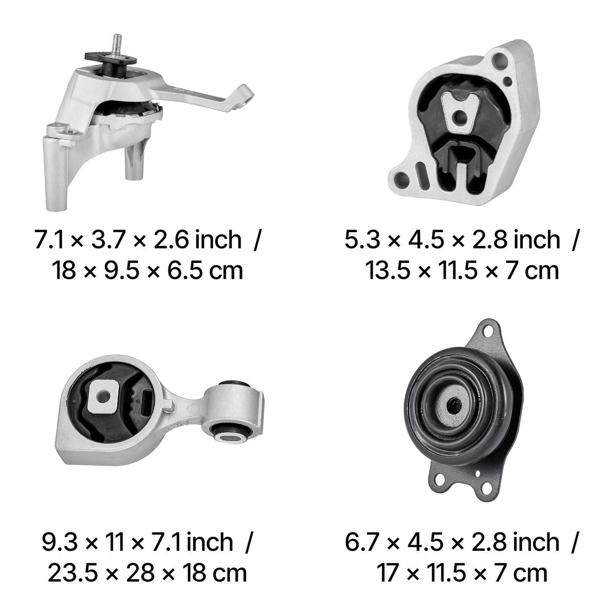 Engine and Transmission Motor Mount Kit Replacement, Set of 4, Compatible with 2007–2017 Nissan Altima 2.5L L4, Replace OE# A4350, A4353, A4340, A4339, Secure Support