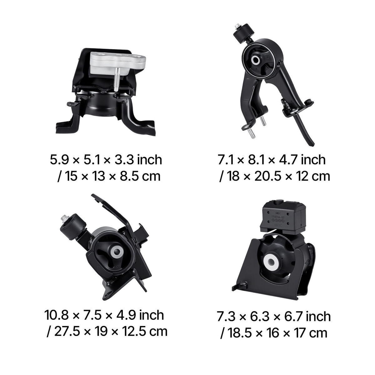 Engine and Transmission Motor Mount Kit Replacement, Set of 4, Compatible with 2009–2013 Toyota Corolla 1.8L L4, Replace OE# A62015, A62039, A62027, A62023, Secure Support