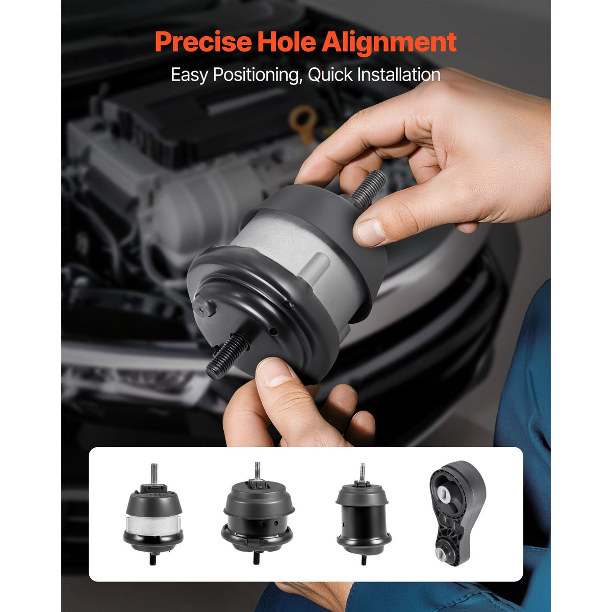 Engine and Transmission Motor Mount Kit Replacement, Set of 4, Compatible with 2009–2017 Chevrolet Traverse 3.6L V6, Replace OE# A5548HY, A5549HY, A5458HY, A5444, Secure Support
