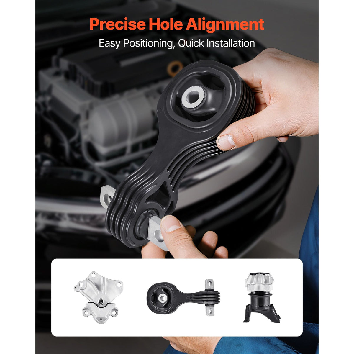 Engine Motor Mount and Transmission Mount Kit Replacement, Set of 3, Compatible with 2012–2013 Honda Civic 1.8L Coupe, Replace OE# A65048, A65021, A65087, Secure Support