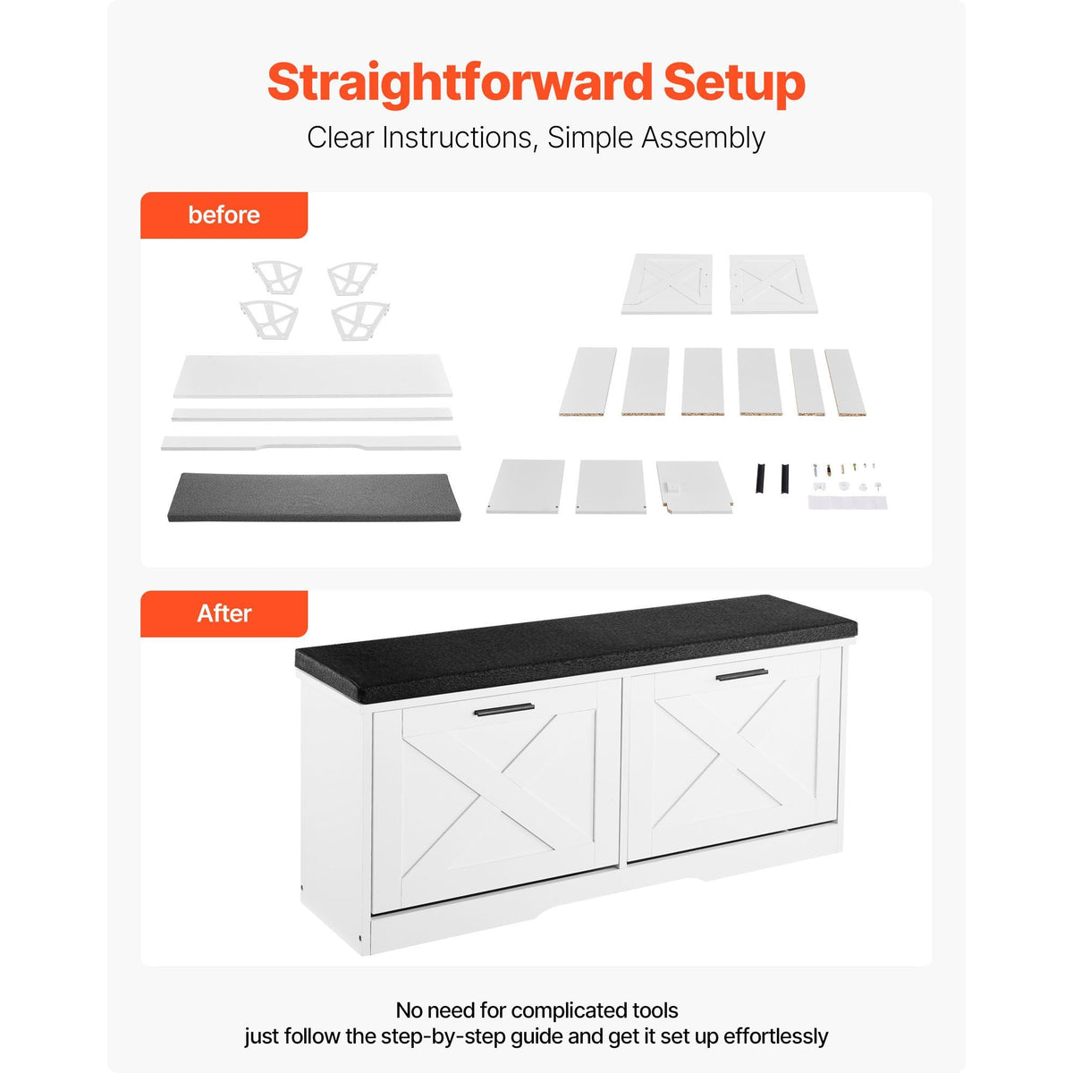 Entryway Shoe Storage Bench, 39.4 x 12.0 x 18.7 Inch Shoe Organizer with Flip Drawers, 440lbs Narrow Shoes Rack Bench with Cushion & Flip Doors, for Hallway, Living Room, Bedroom, Black + White