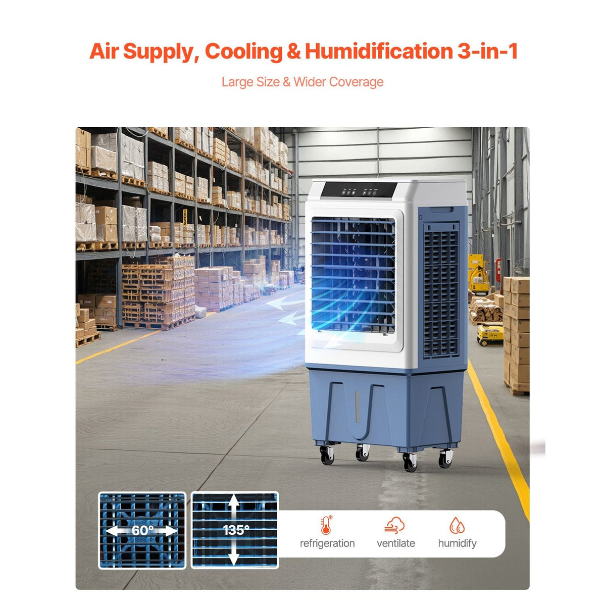 Evaporative Air Cooler, 3100 CFM with 9 Gallon Water Tank Swamp Cooler, Portable Cooling Fan with Remote Control, 12H Timer, 4 Ice Boxes, Quiet Operation, 3 Wind Speeds for Outdoor Indoor Use