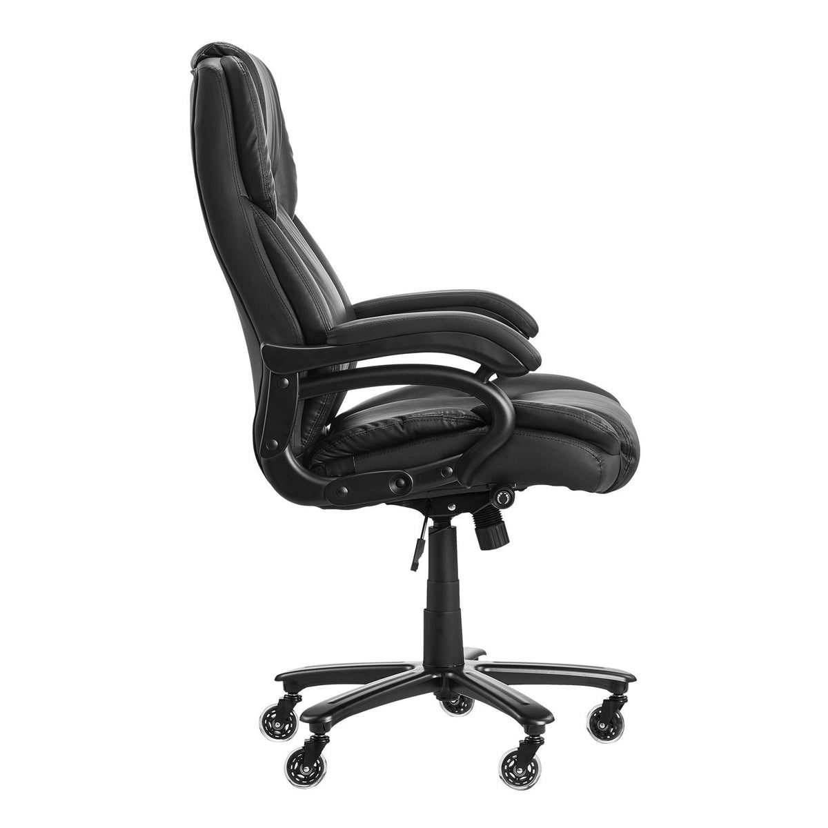 Executive Office Chair with Knob-Control Lumbar Support, 500lb Capacity Office Chair, Heavy Duty Ergonomic Chair, Height Adjustable PU Leather Reclining Home Office Desk Chairs, Black