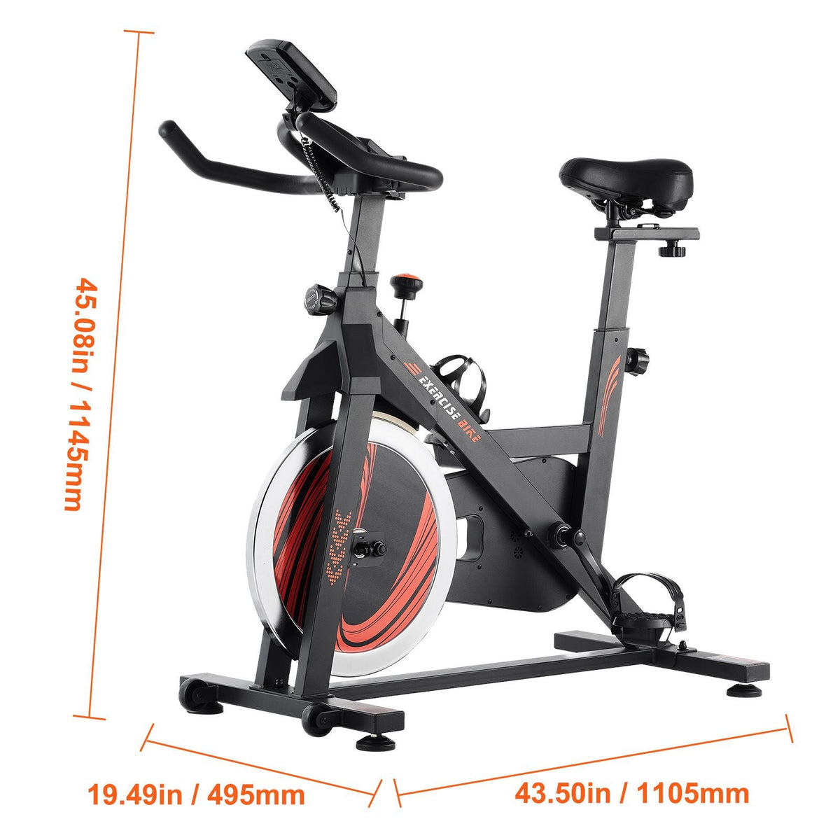 Exercise Bike, Adjustable Stationary Bike, Indoor Cycling Bike for Home Cardio, Workout Bike with Silent Belt Drive, Comfortable Seat Cushion, LCD Monitor, and Heavy Flywheel