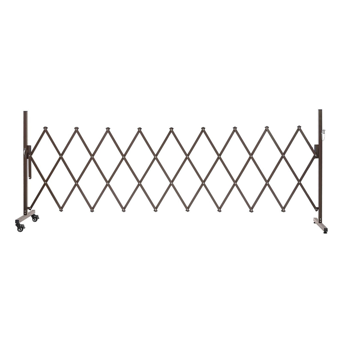 Expandable Barricade, 10FT Expandable Safety Barrier, Flexible Mobile Barricade with Locking Casters, Portable Folding Security Gate Metal Traffic Fence for Patio Garden Stairway