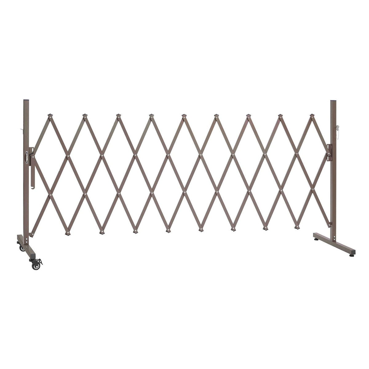 Expandable Barricade, 10FT Expandable Safety Barrier, Flexible Mobile Barricade with Locking Casters, Portable Folding Security Gate Metal Traffic Fence for Patio Garden Stairway