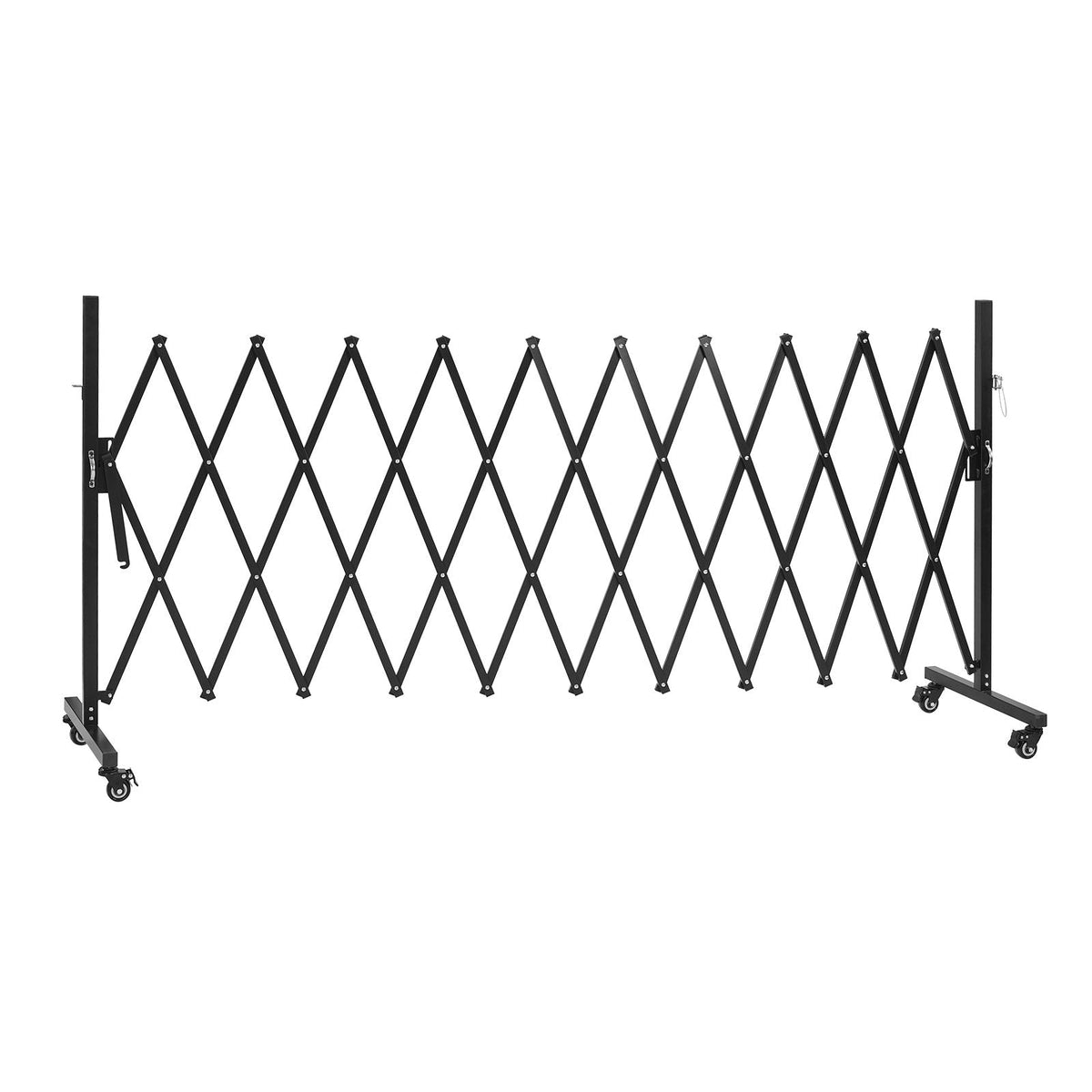 Expandable Barricade, 11FT Expandable Safety Barrier, Flexible Mobile Barricade with Locking Casters, Portable Folding Security Gate Metal Traffic Fence for Patio Garden Stairway