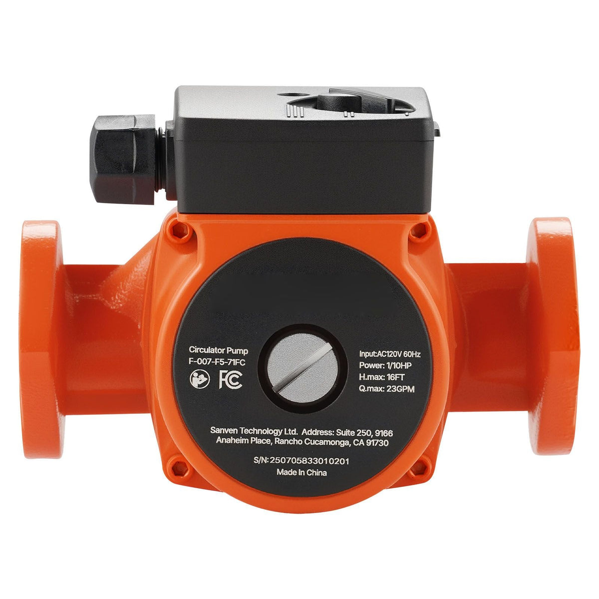 F-007-F5-71FC Cast Iron Circulator Pump, 23 GPM, AC 120V 16 ft Hot Water Recirculating Circulation Pump, 1-Inch Flange Connection, 3-Speed Adjustment, Quiet Operation, for Home Heating System