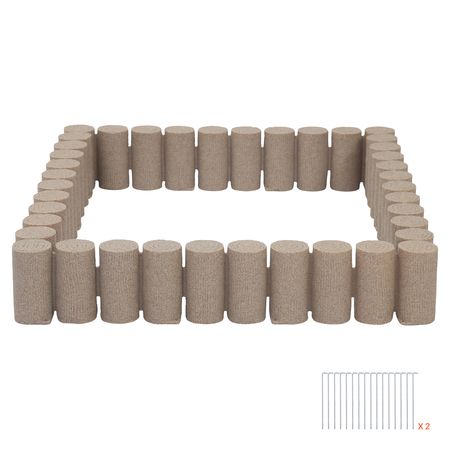 Faux Wood Landscape Edging, 13.7 ft Kit, No Dig Garden Edging Border, Blocks for Lawn, Flower Beds, Pathways, Yards, 4 Pack Each Section Has 10 Logs 41.14"L x 3.74"W x 7.48"H, 32 Spikes, Beige