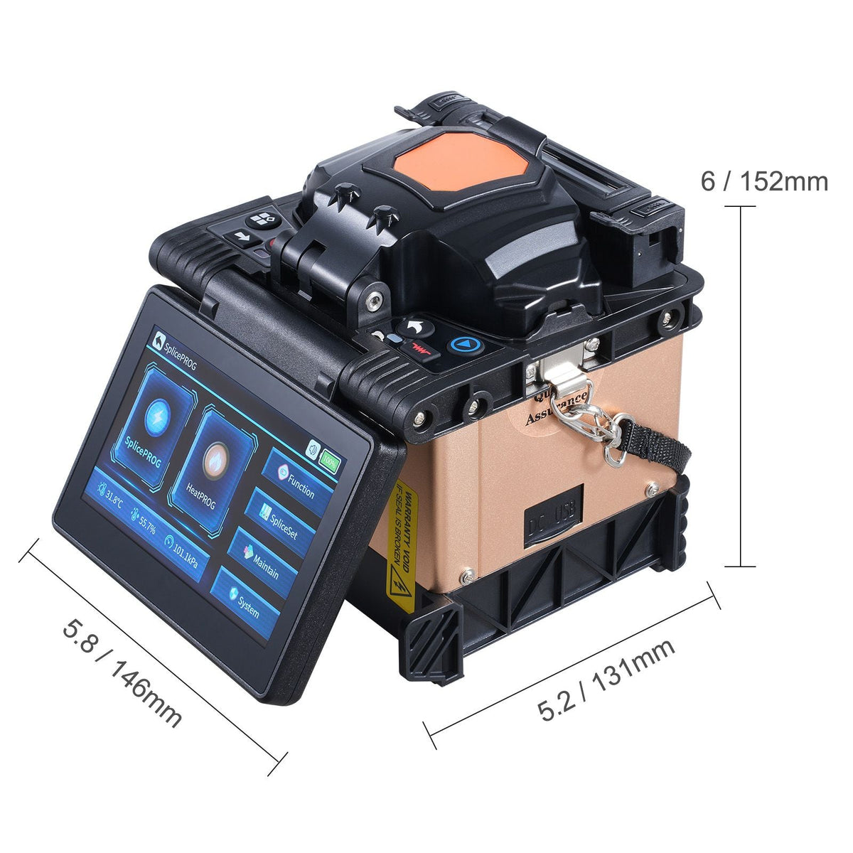 Fiber Fusion Splicer 4 Motors, Clad Alignment Fiber Optic Splicer 6s Splicing & 13s Heating, Fiber Splicer Machine with 5" Touch Screen, 3 in 1 Fiber Holder, 7800mAh Battery for SM MM DS NZDS