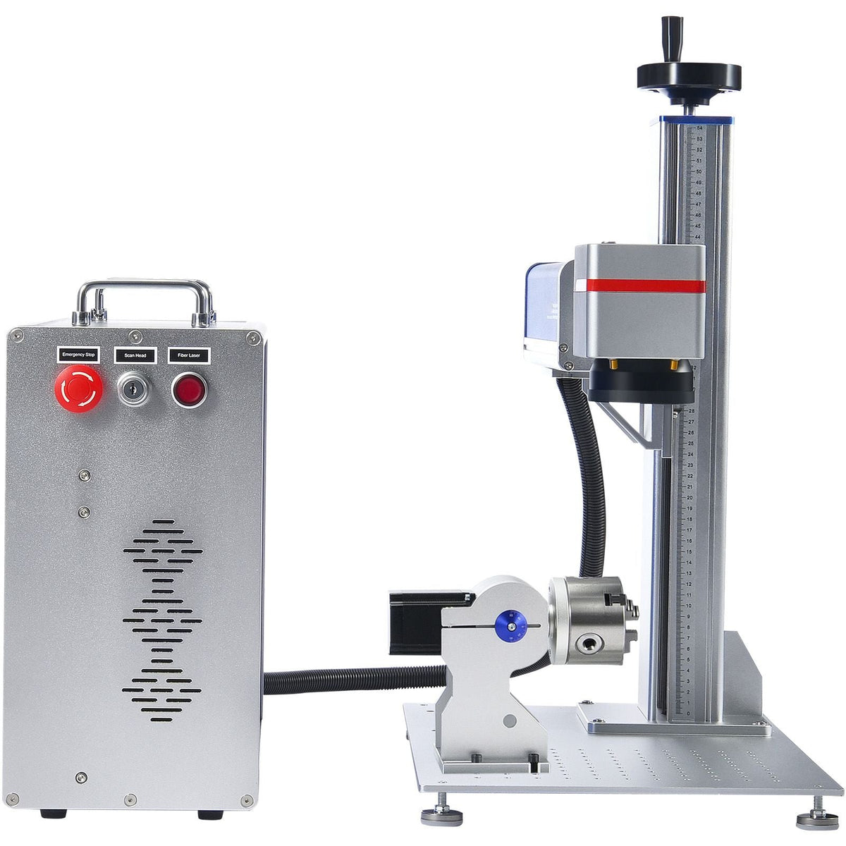 Fiber Laser Marking Machine, 100W Compatible with LightBurn, MOPA Color Fiber Laser Engraver, 6.9" x 6.9" Working Area with Rotary Axis, Solid State Laser Machine for Aluminum Steel Jewelry Gold