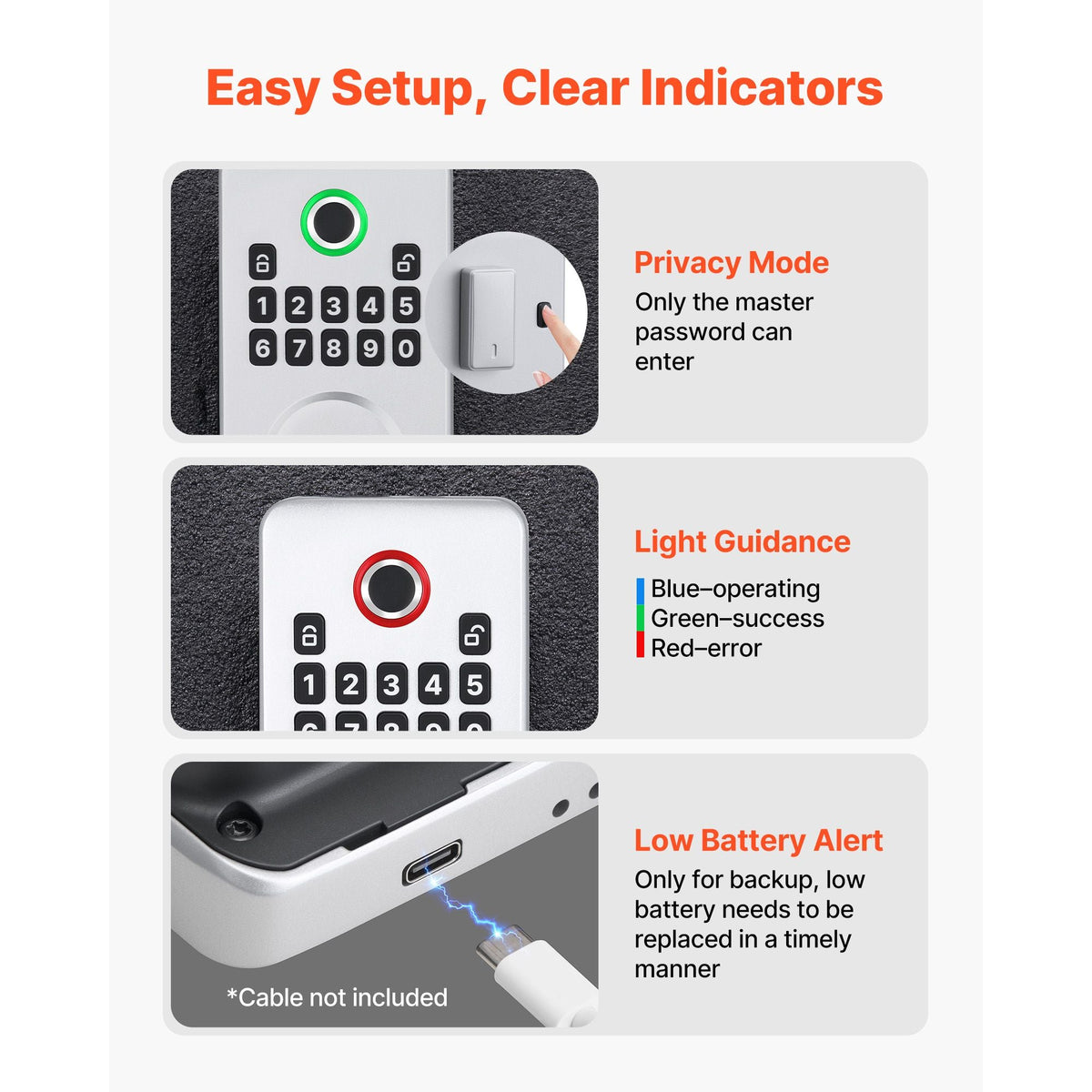 Fingerprint Door Lock Set, Electronic Biometric Deadbolt Keyless Entry Door Lock with Handle, Pioneering Easy-Grip Design, Auto Locking, One-Time Code, Anti-Peeking Password, for Home, Silver