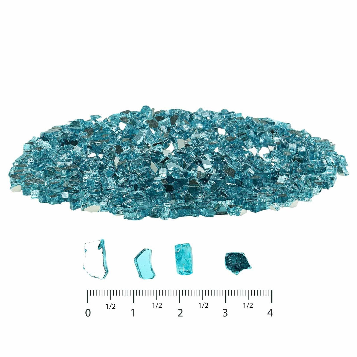 Fire Glass, 10 LBS / 4.5 KG High-Temperature Resistant Fireplace Rocks, 1/2-Inch / 12.7 mm Reflective & Smokeless Firepit Glass Rock, High Luster Stone Landscaping for Fire Pit Table, Aqua Blue