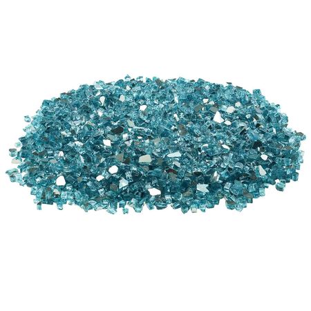 Fire Glass, 10 LBS / 4.5 KG High-Temperature Resistant Fireplace Rocks, 1/2-Inch / 12.7 mm Reflective & Smokeless Firepit Glass Rock, High Luster Stone Landscaping for Fire Pit Table, Aqua Blue