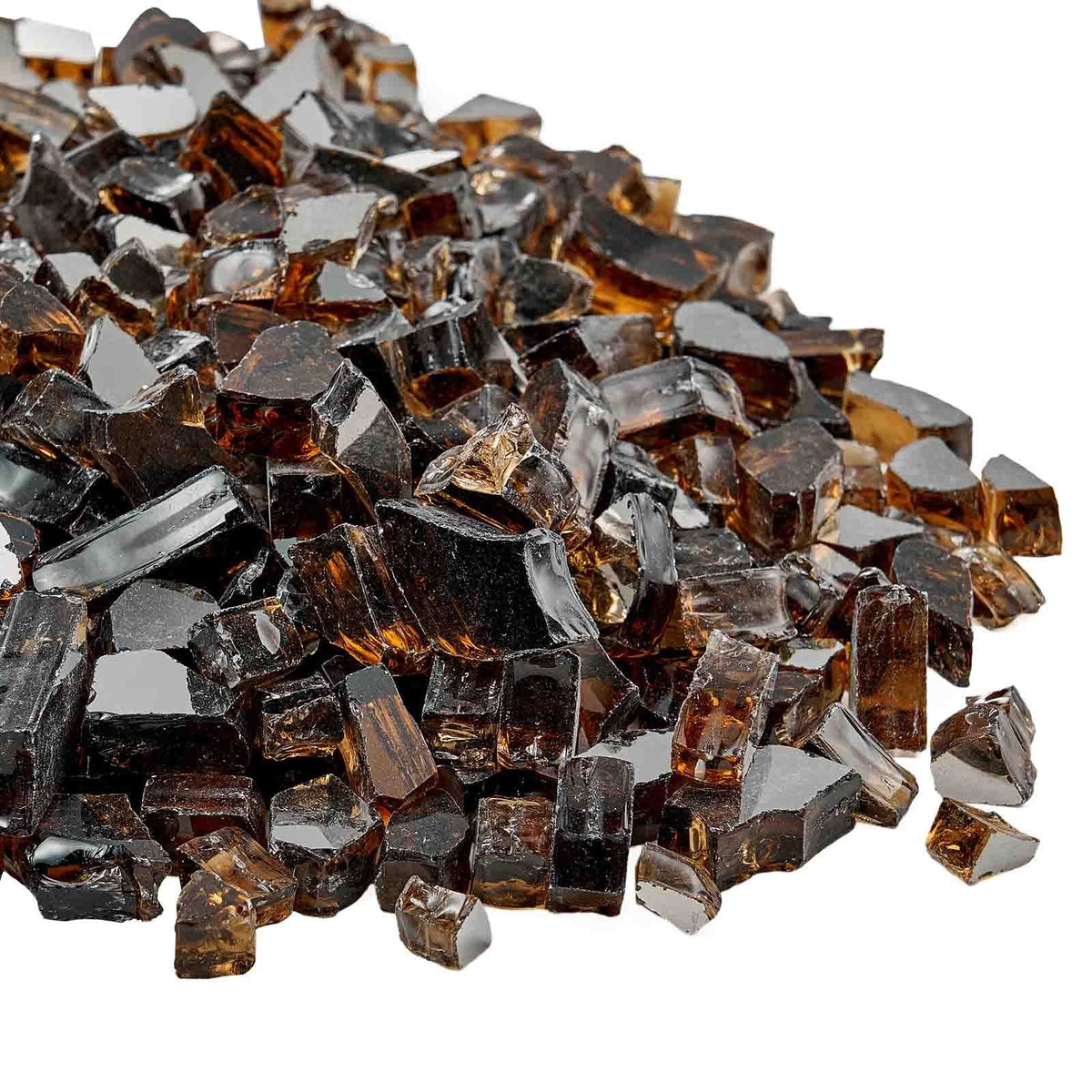 Fire Glass, 10 LBS / 4.5 KG High-Temperature Resistant Fireplace Rocks, 1/2-Inch / 12.7 mm Reflective & Smokeless Firepit Glass Rock, High Luster Stone Landscaping for Fire Pit Table, Copper