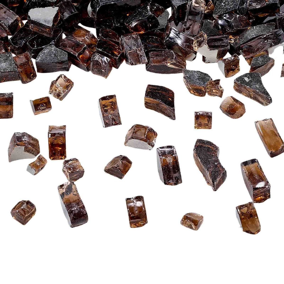 Fire Glass, 10 LBS / 4.5 KG High-Temperature Resistant Fireplace Rocks, 1/2-Inch / 12.7 mm Reflective & Smokeless Firepit Glass Rock, High Luster Stone Landscaping for Fire Pit Table, Copper