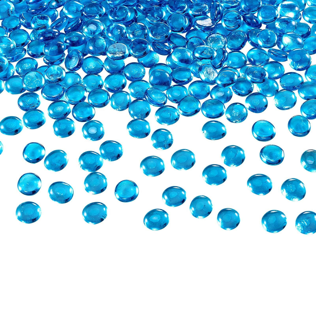 Fire Glass, 10 lbs / 4.5 kg High-Temperature Resistant Fireplace Rocks, 3/4-Inch / 19.05 mm Reflective Firepit Glass Beads, High Luster Stone Landscaping for Fire Pit Table, Caribbean Blue