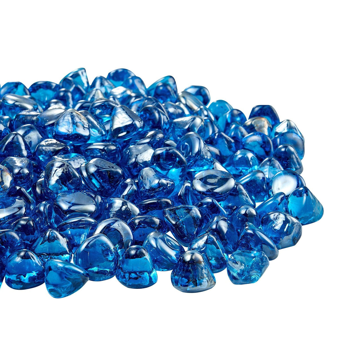 Fire Glass, 10LBS / 4.5KG High-Temperature Resistant Fireplace Rocks, 1 Inch / 25.4 mm Reflective Firepit Glass Diamond Beads, High Luster Stone Landscaping for Fire Pit Table, Caribbean Blue