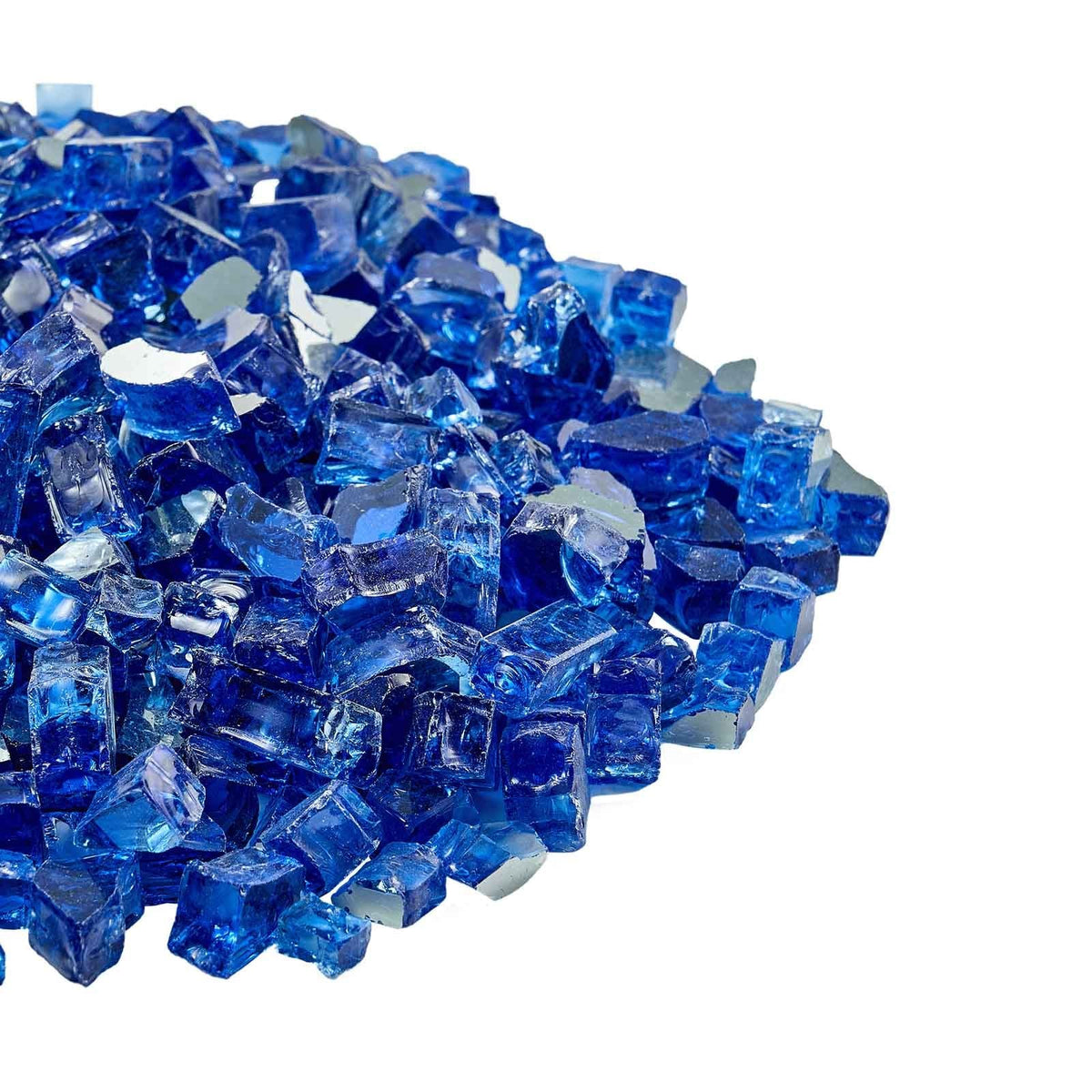 Fire Glass, 10LBS / 4.5KG High-Temperature Resistant Fireplace Rocks, 1/2-Inch / 12.7 mm Reflective & Smokeless Firepit Glass Rock, High Luster Stone Landscaping for Fire Pit Table, Cobalt Blue