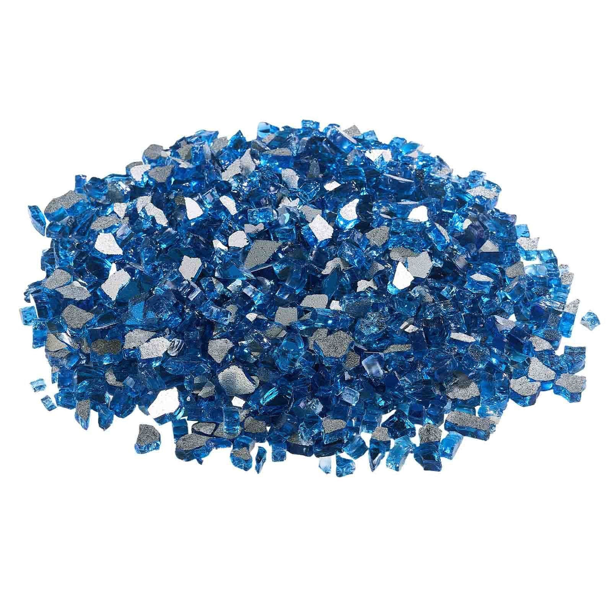 Fire Glass, 10LBS / 4.5KG High-Temperature Resistant Fireplace Rocks, 1/2-Inch / 12.7 mm Reflective & Smokeless Firepit Glass Rock, High Luster Stone Landscaping for Fire Pit Table, Pacific Blue