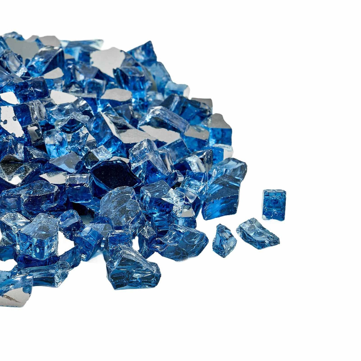 Fire Glass, 10LBS / 4.5KG High-Temperature Resistant Fireplace Rocks, 1/2-Inch / 12.7 mm Reflective & Smokeless Firepit Glass Rock, High Luster Stone Landscaping for Fire Pit Table, Pacific Blue