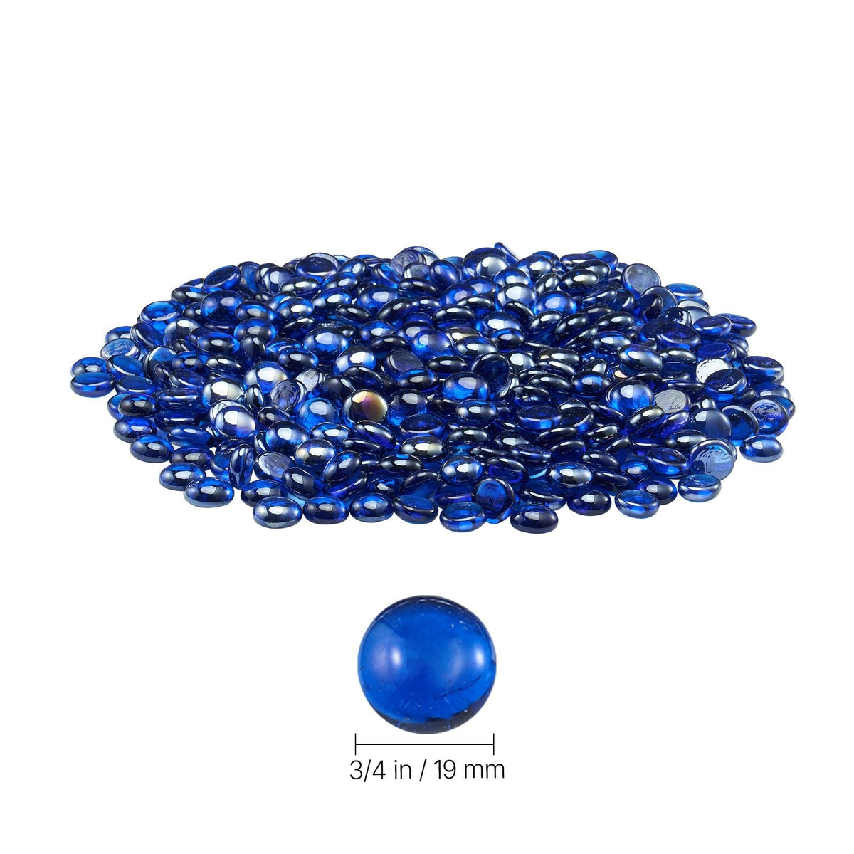 Fire Glass, 10LBS/4.5KG High-Temperature Resistant Fireplace Rocks, 3/4-Inch / 19.05 mm Reflective & Smokeless Firepit Glass Beads, High Luster Stone Landscaping for Fire Pit Table, Cobalt Blue