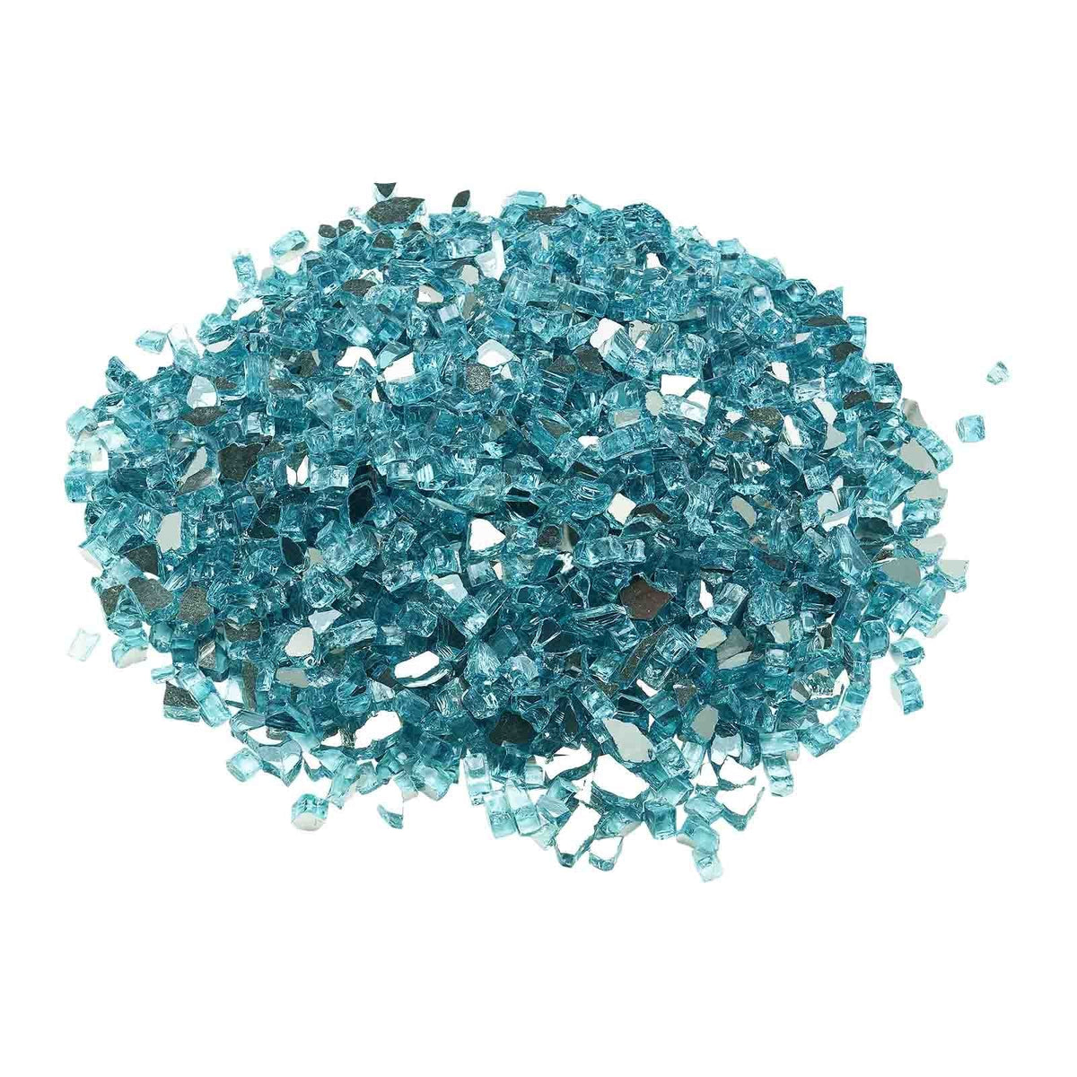 Fire Glass, 20 LBS / 9 KG High-Temperature Resistant Fireplace Rocks, 1/2-Inch / 12.7 mm Reflective & Smokeless Firepit Glass Rock, High Luster Stone Landscaping for Fire Pit Table, Aqua Blue