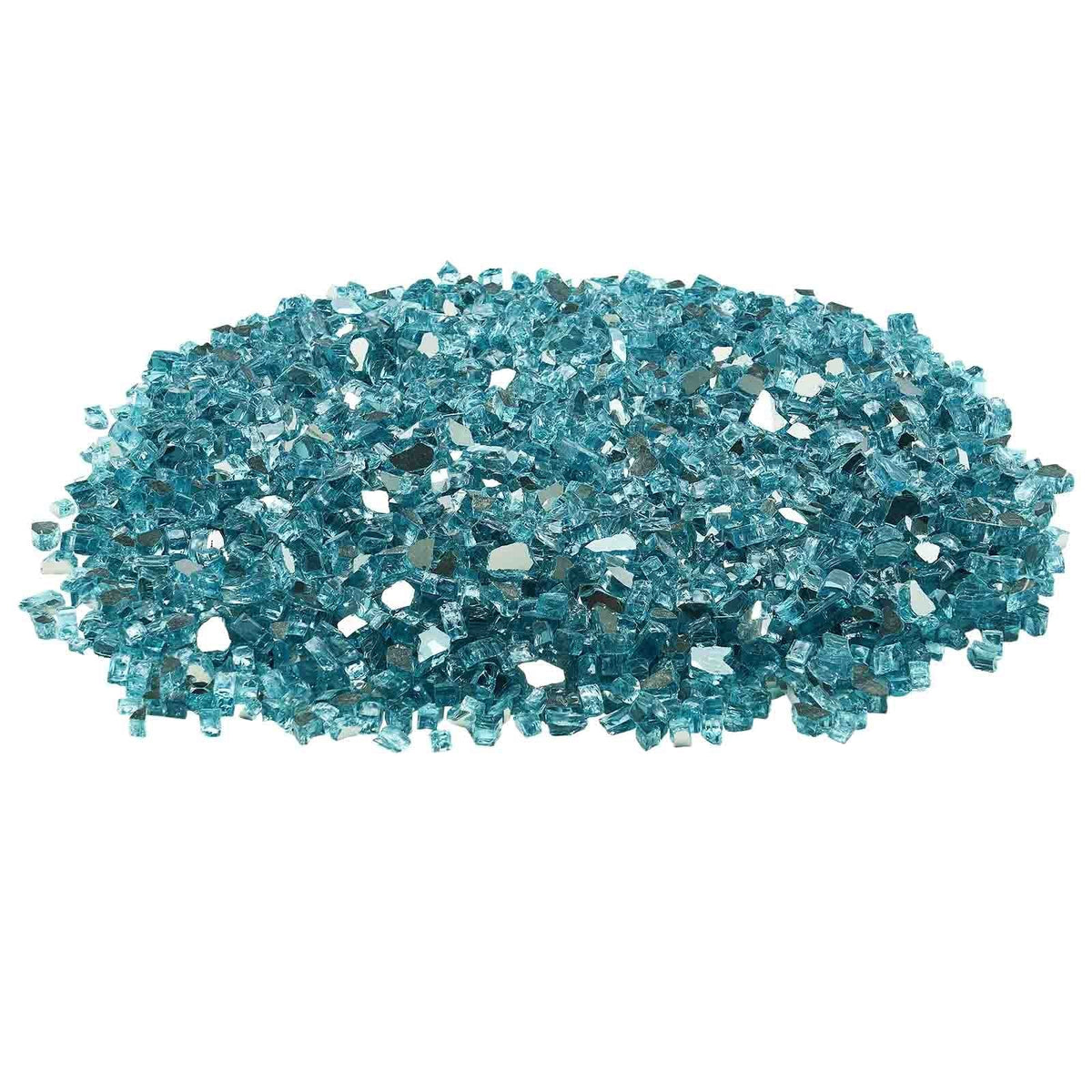 Fire Glass, 20 LBS / 9 KG High-Temperature Resistant Fireplace Rocks, 1/2-Inch / 12.7 mm Reflective & Smokeless Firepit Glass Rock, High Luster Stone Landscaping for Fire Pit Table, Aqua Blue