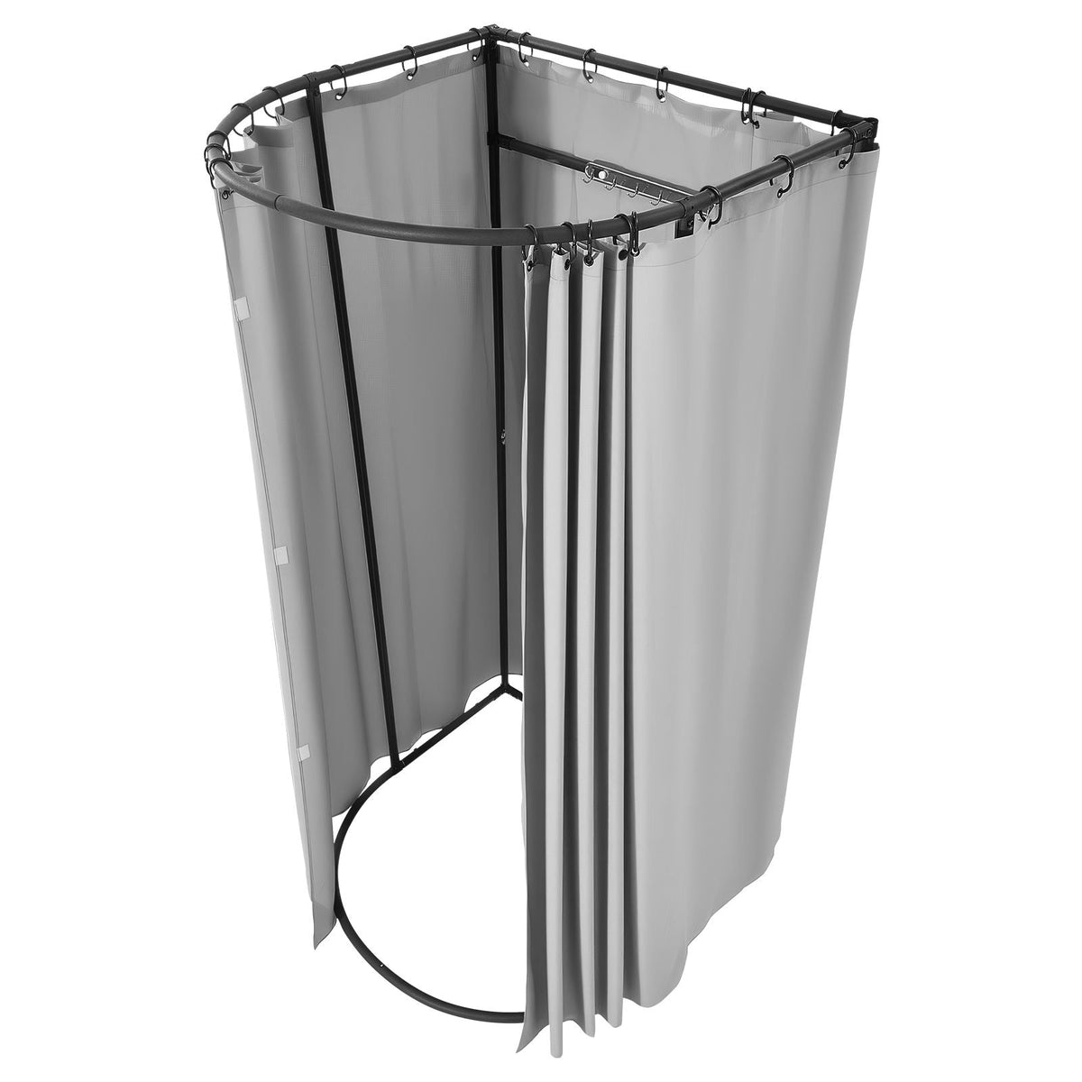 Fitting Room, Dressing Room with Thick Polyester Curtains, Privacy Space with Shading Curtain and a Hook, for Boutique, Mall, Tailor's Store & Outdoor 39 x 37 x 79 in (Black and Gray-White)