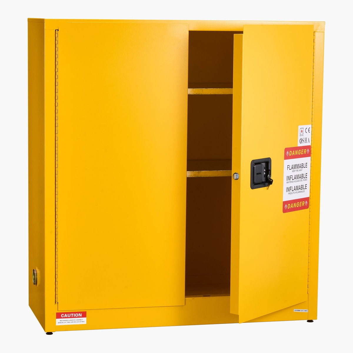 Flammable Cabinet, 43.0 x 18.1 x 46.4 Inch, 29 Gallon Flammable Storage Cabinet with Adjustable Shelf, Cold-Rolled and Galvanized Steel Fire Cabinets, for Commercial Industrial Home Use, Yellow