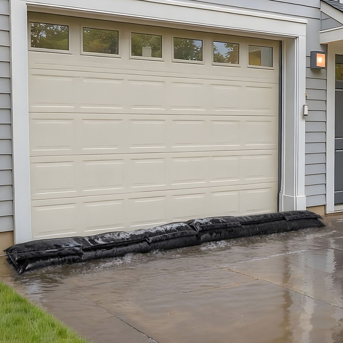 Flood Barrier, 4 Pack, 5 x 0.7 ft Flood Bags Activated by Water, Reusable Water Absorbent Barrier, Sandless Sandbags Blockage, Flooding Prevention Bags for Home, Doorway, Basement, Garage