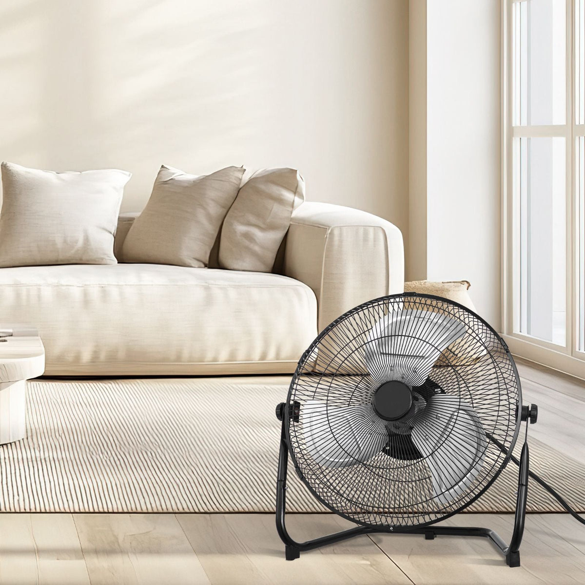 Floor Fan, 3 Speeds High Velocity Heavy Duty 14 Inch Industrial Fan, 2560 CFM 360° Adjustable Tilt 19.69 ft/sec Airflow Large Metal Fan, for Home, Gym, Office, Garage, Commercial Shop & Bedroom