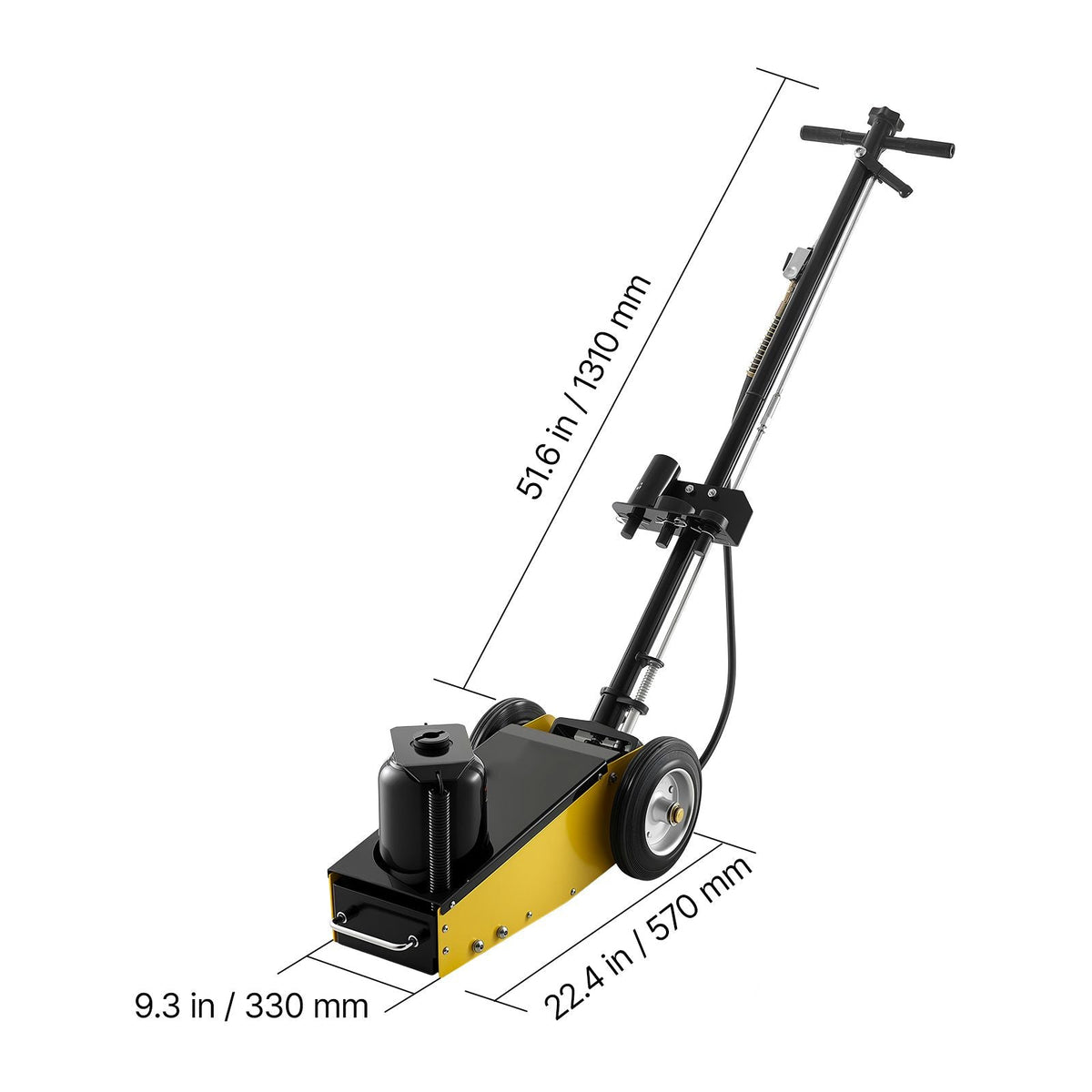 Floor Jack, 22 Ton (48501 lbs) Capacity, Steel Racing Floor Jack with Single Piston Quick Lift Pump & Extension Posts, Air Hydraulic Trolley Car Lift for SUVs, Pickups, Lifting Range 10.4"-21.3"