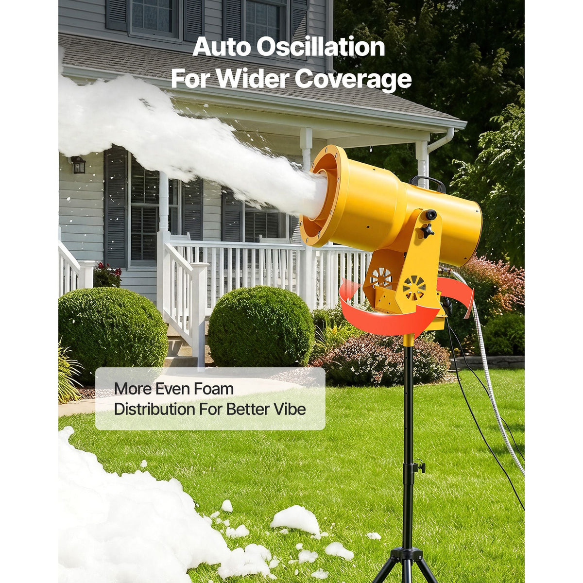Foam Machine, Auto Oscillation Foam Cannon Party Machine, Bubble Cannon with Fan, 3-Color LED Lights & Triangular Structure, Dense Foams Maker for Gatherings, Backyard, Celebrations & Party